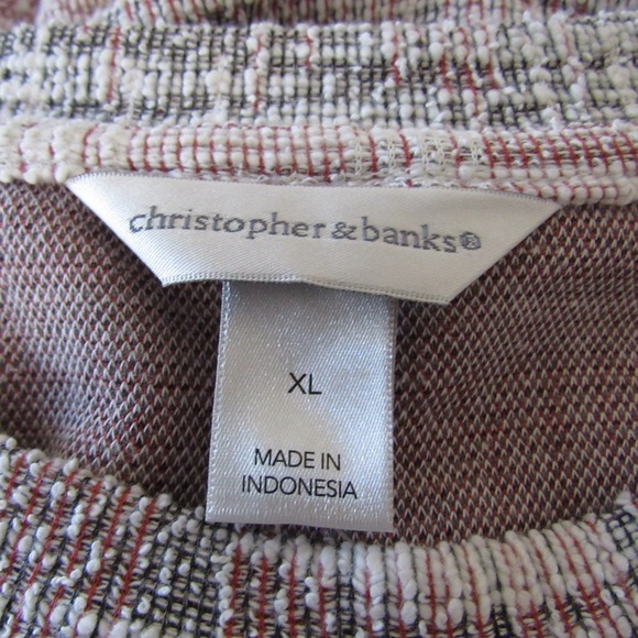 Christopher Banks CJ Pink White Gray Textured Knit Top XL 3/4 Sleeves Pockets - Picture 9 of 11